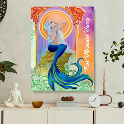Art Nouveau Shaka Mermaid Personalized Canvas