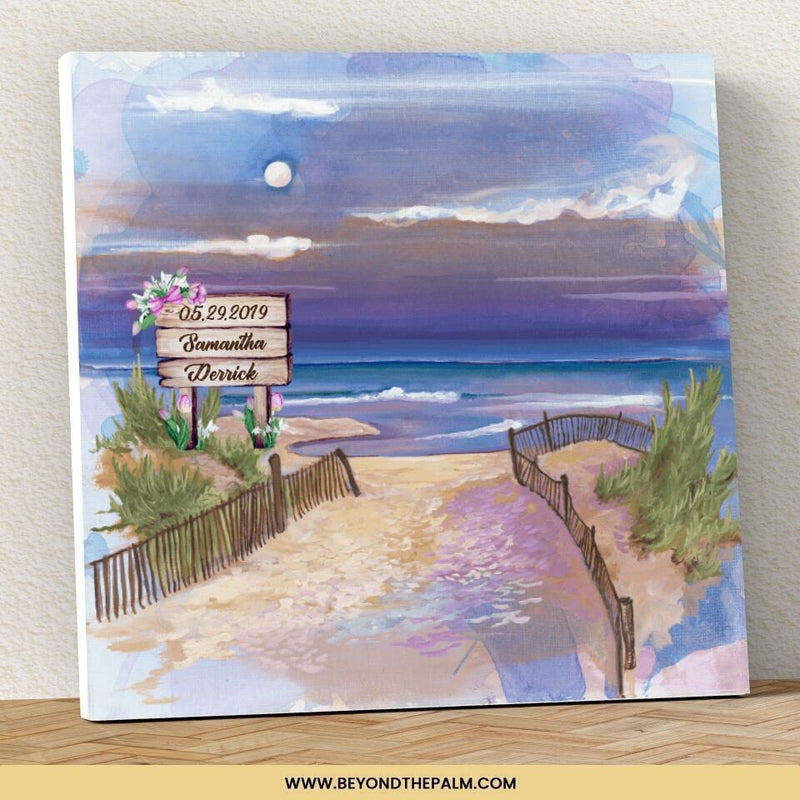 Couples Personalized Sunset Beach Walk Canvas
