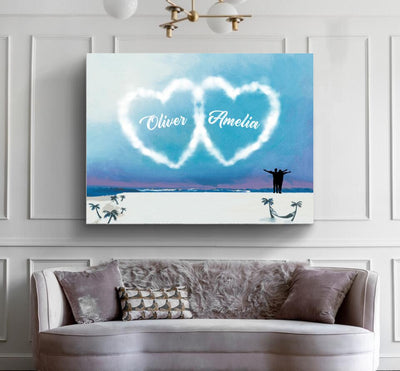 Personalized Lovers Sky Heart Canvas 💕