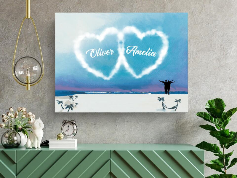 Personalized Lovers Sky Heart Canvas 💕